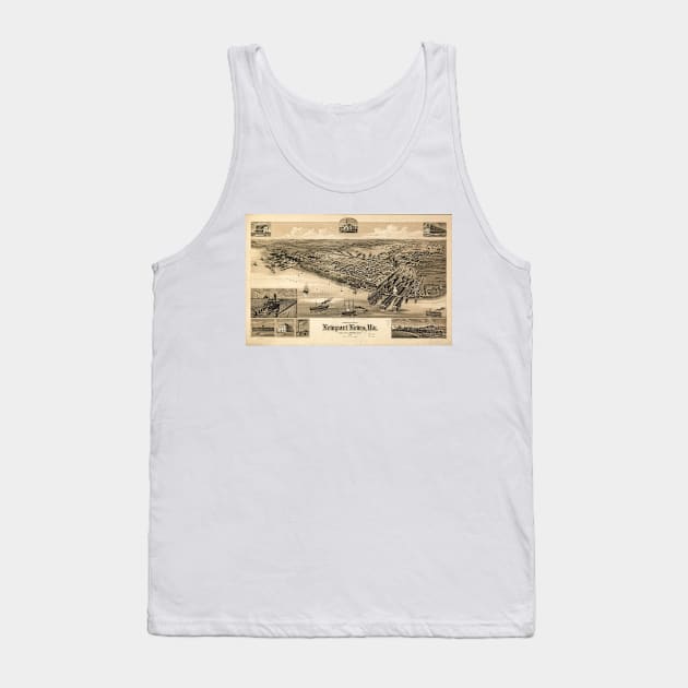 Vintage Pictorial Map of Newport News VA (1891) Tank Top by Bravuramedia